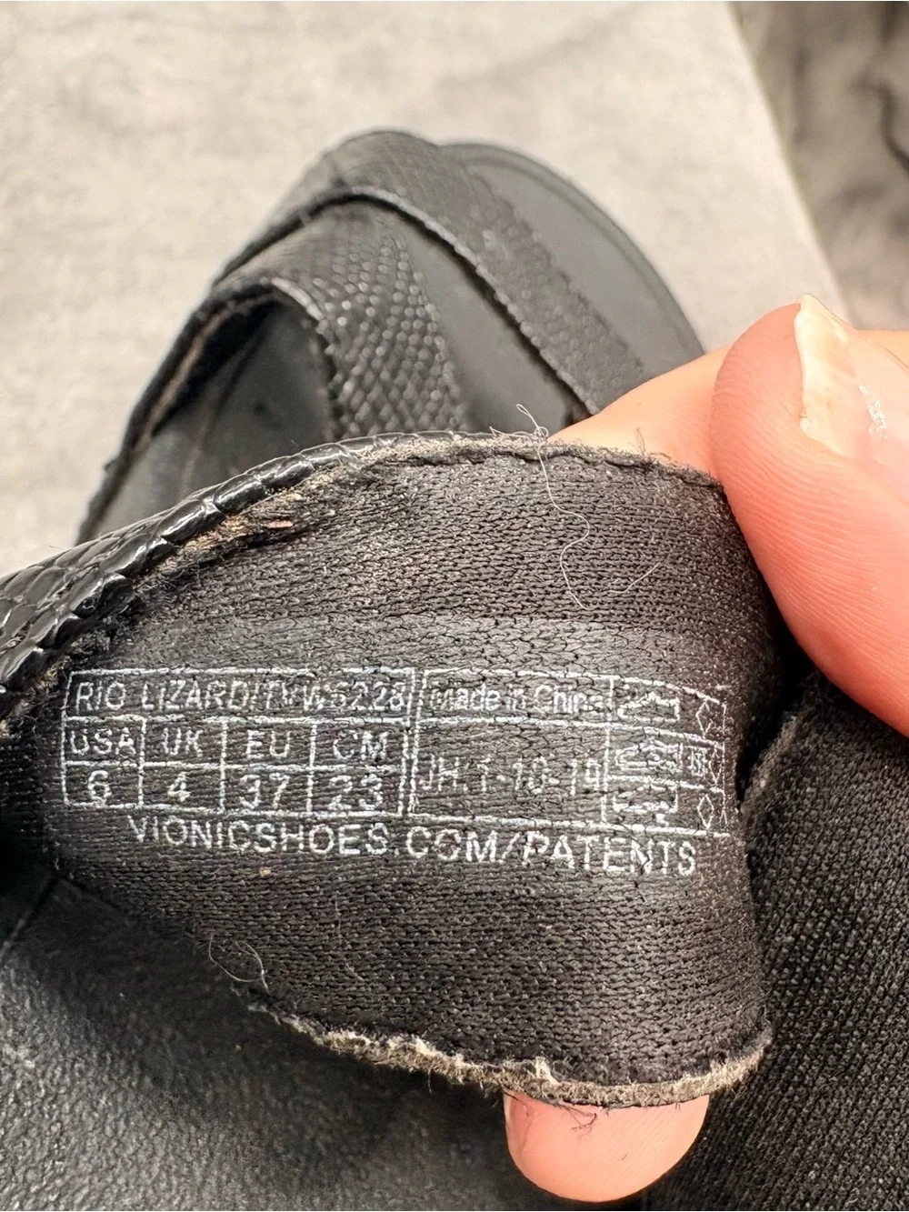 Vionic Rio Lizard Sandals Womens 6 Black Platform Pacific Slide Hook & Loop
